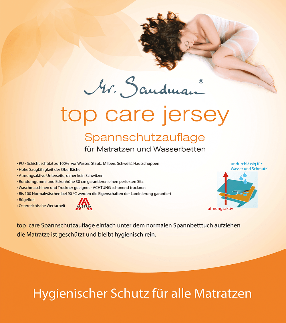 Top Care Jersey Matratzenschutz 100% Baumwolle Mr. Sandman